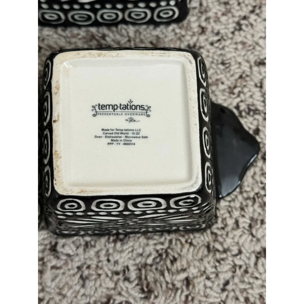 4 Temp-tations Ovenware‎ by Tara Carved Old World Black And Green Baking Dishes